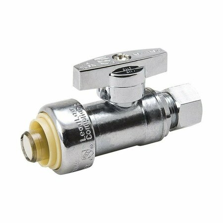 MUELLER B & K ProBite Ball Valve, 1/2 x 3/8 in Connection, Push-Fit x Compression, 200 psi Pressure, Brass Body 1191-932HC